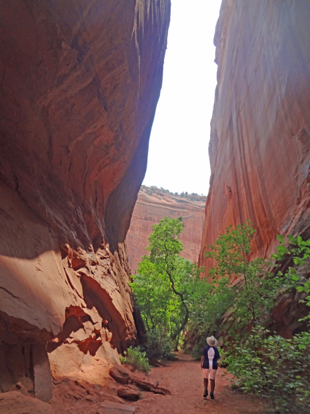 Karen Duquette in the slot canyon