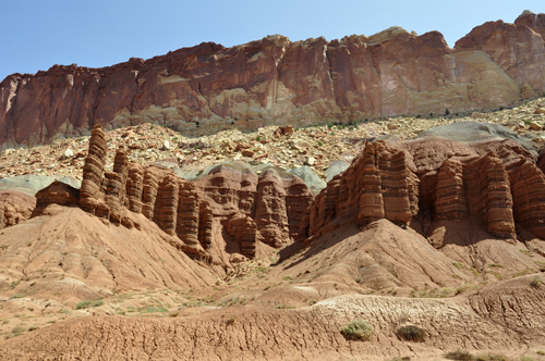 tower and rock Layers at Capitol Reef National Park