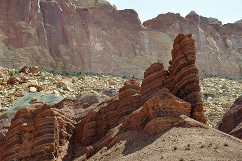 tower and rock Layers at Capitol Reef National Park