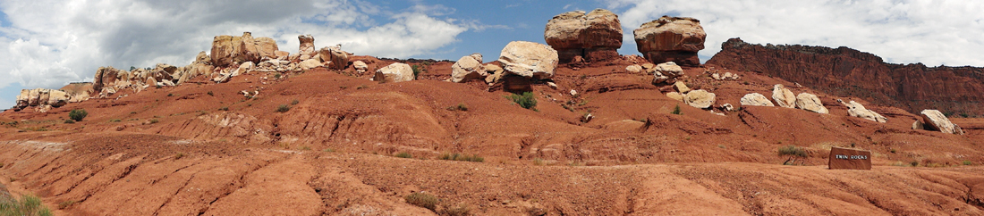 panorama of Twin Rocks at Capitol Reef National Park