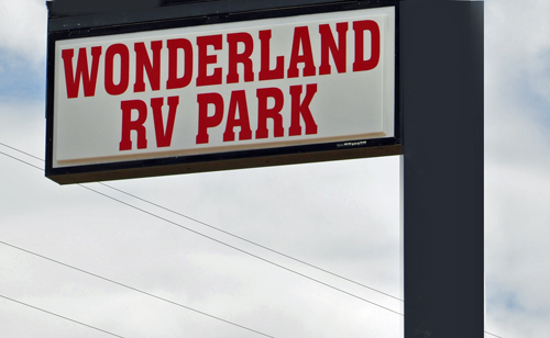 sign: Wonderland RV Park