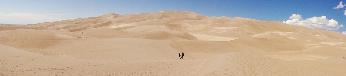 The two RV Gypsies  approaching the sand dunes at Great Sand Dunes National Park