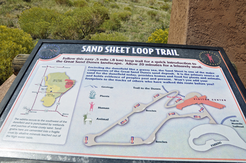sign about the Sand Sheet Loop trail