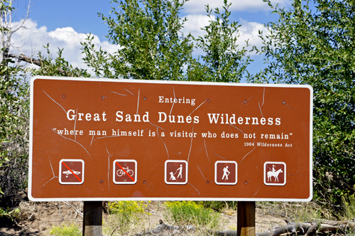 sign: entering Great Sand Dunes Wilderness
