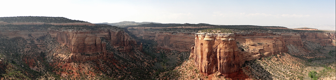 panorama of a water carved landscape at Colorado National Monument