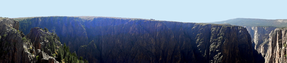 panorama of the cliffs at Islnad Peaks in Black Canyon