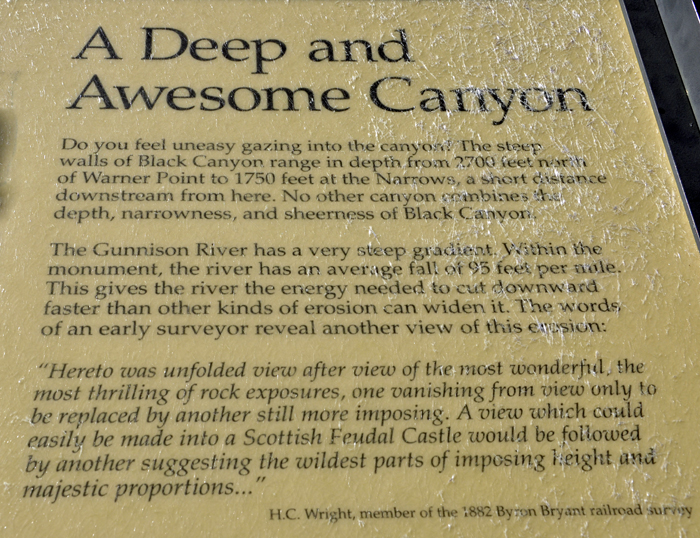 sign about the deep and awesome canyon