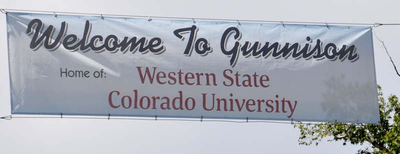 big sign: Home of Western State Colorado University