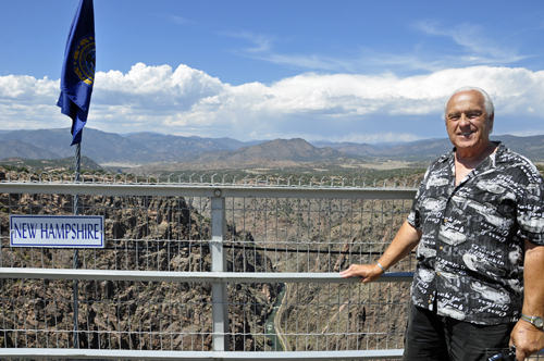 Lee Duquette on the suspension bridge