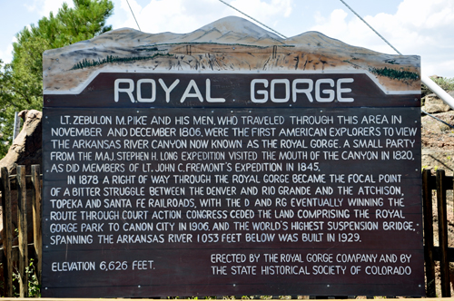 sign about the Royal Gorge