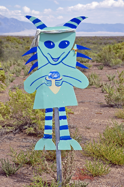 blue alien with snow cone