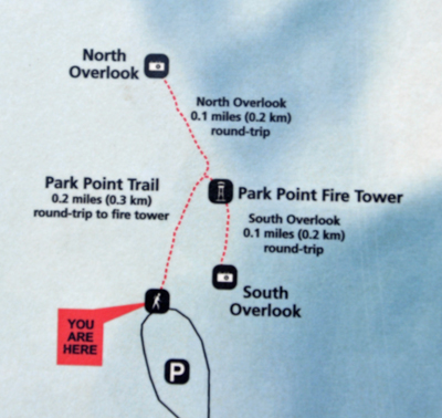 map of trails at Park Point