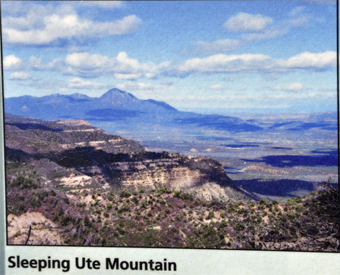 sign showing Sleeping Ute Mountain at Mesa Verde National Park