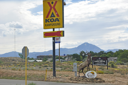 KOA sign and fake deer