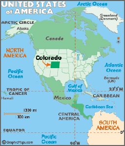 USA map showing location of Colorado