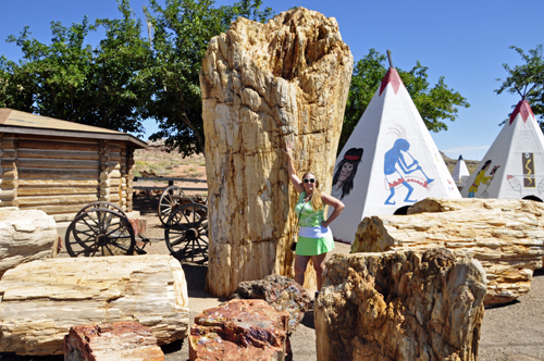 Karen Duquette at Geronimo - World's Largest Petrified Tree