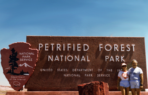 The two RV Gypsies at Petrified Forest National Park in 1987