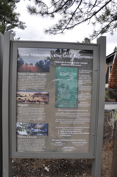sign outside the Sunset Crater Visitor Center
