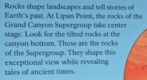 sign about the rocks at Lipan Point