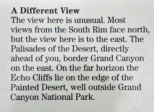 sign about the view at Grand Canyon