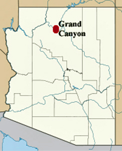 map showing location of the Grand Canyon