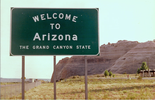 sign: Welcome to Arizona the Grand Canyon state