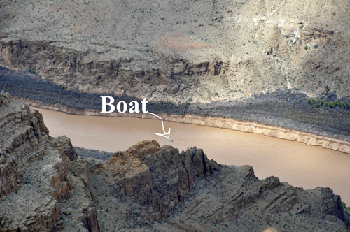 boat on the Colorado River at Grand Canyon