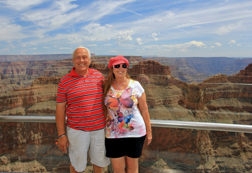 The two RV Gypsies on the Skywalk at the Grand Canyon