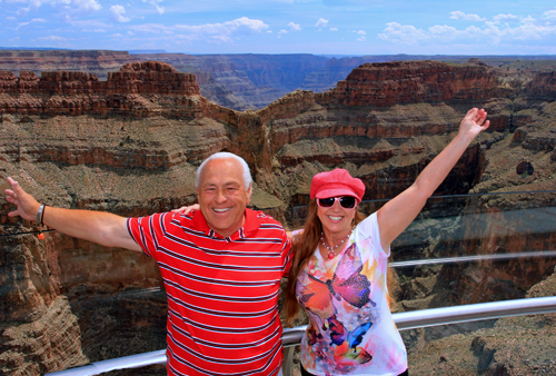 The two RV Gypsies on the Skywalk at the Grand Canyon