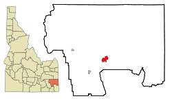 map of Idaho showing where Soda Springs is located