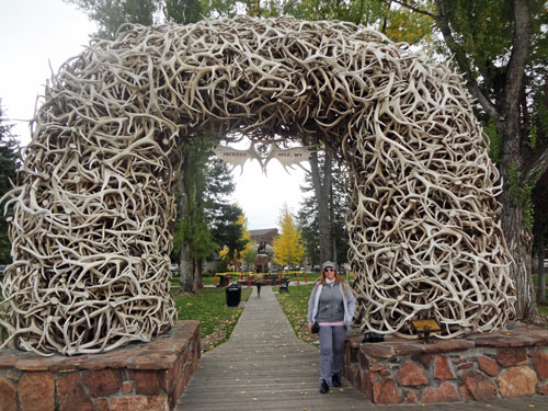 Karen Duquette and the Jackson Hole Antler Arch