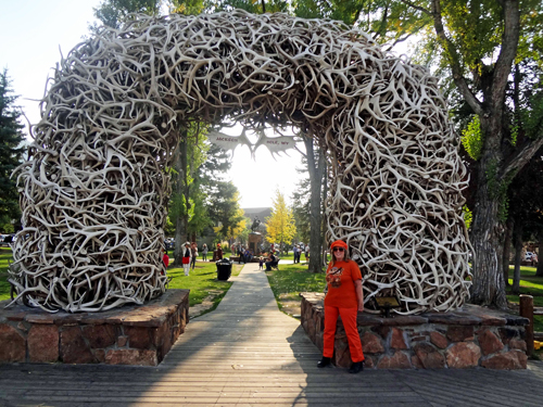 Karen Duquette and the Jackson Hole Antler Arch