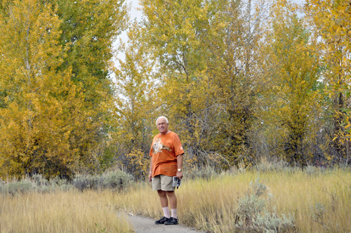 Lee Duquette and fall foliage at Grand Teton Ntional Park