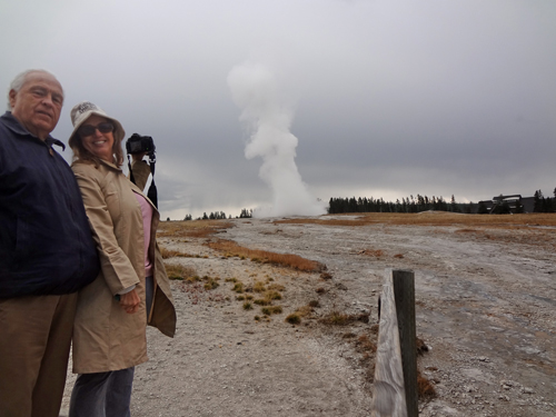 The two RV Gypsies at Old Faithful in Yellowston National Park