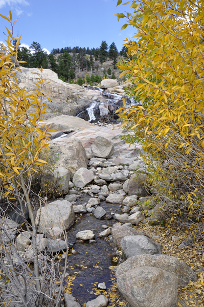 waterfall and fall foliage at Rocky Mountain National Park