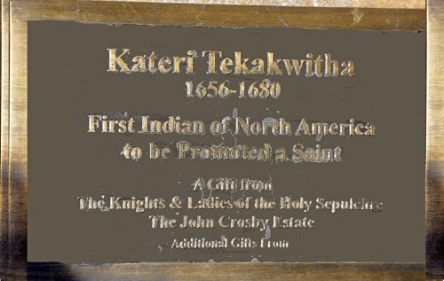 plaque for Kateri Tekakwitha
