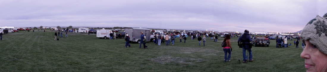 Karen Duquette and a look at the crowd of people at the balloon fiesta.