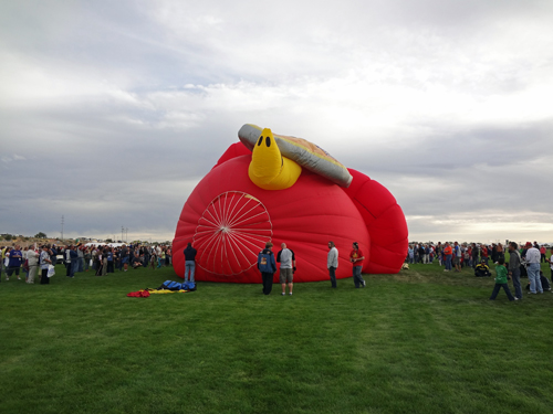 a partially blown-up hot ait balloon. 