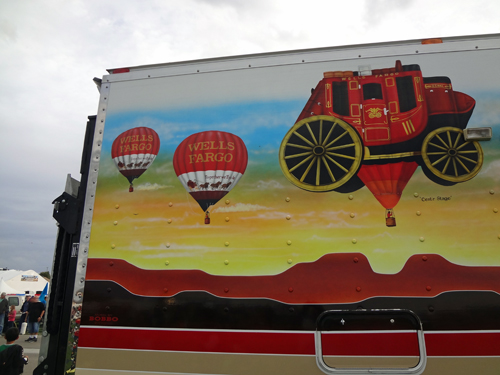 The Wells Fargo Stagecoach and hot air balloon truck