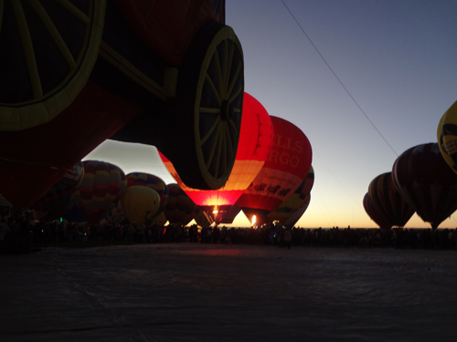 a hot air balloon glowing