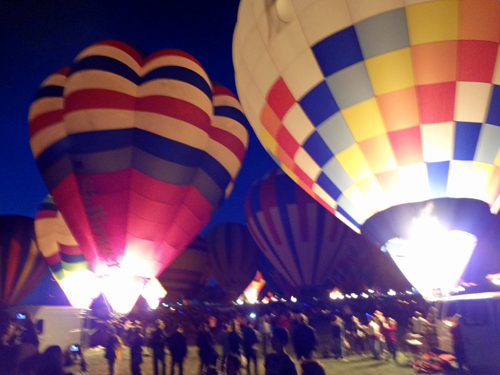 hot air balloons glowing
