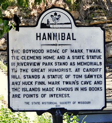sign about The boyhood home of Mark Twain
