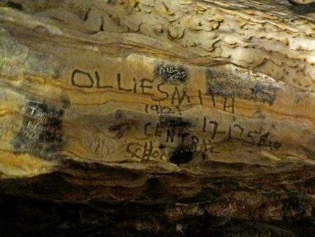 writings on the wall of the Mark Twain Cave