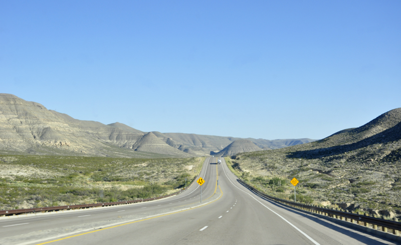 the road to Guadalupe Mountains National Park