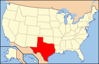USA map showing where the state of Texas is located