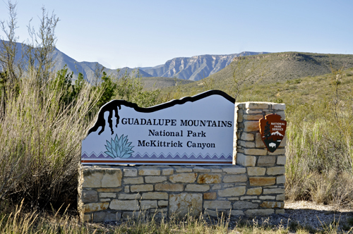 sign: McKittrick Canyon at Guadalupe Mountains NP