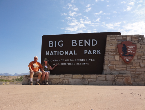The two RV Gypsies at the Big Bend National Park sign