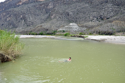 someone bathing in the Rio Grande River