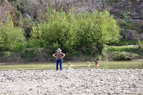people swimming in the Rio Grande River at Big Bend