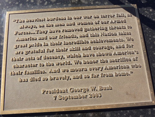 memory plaque by President Bush
